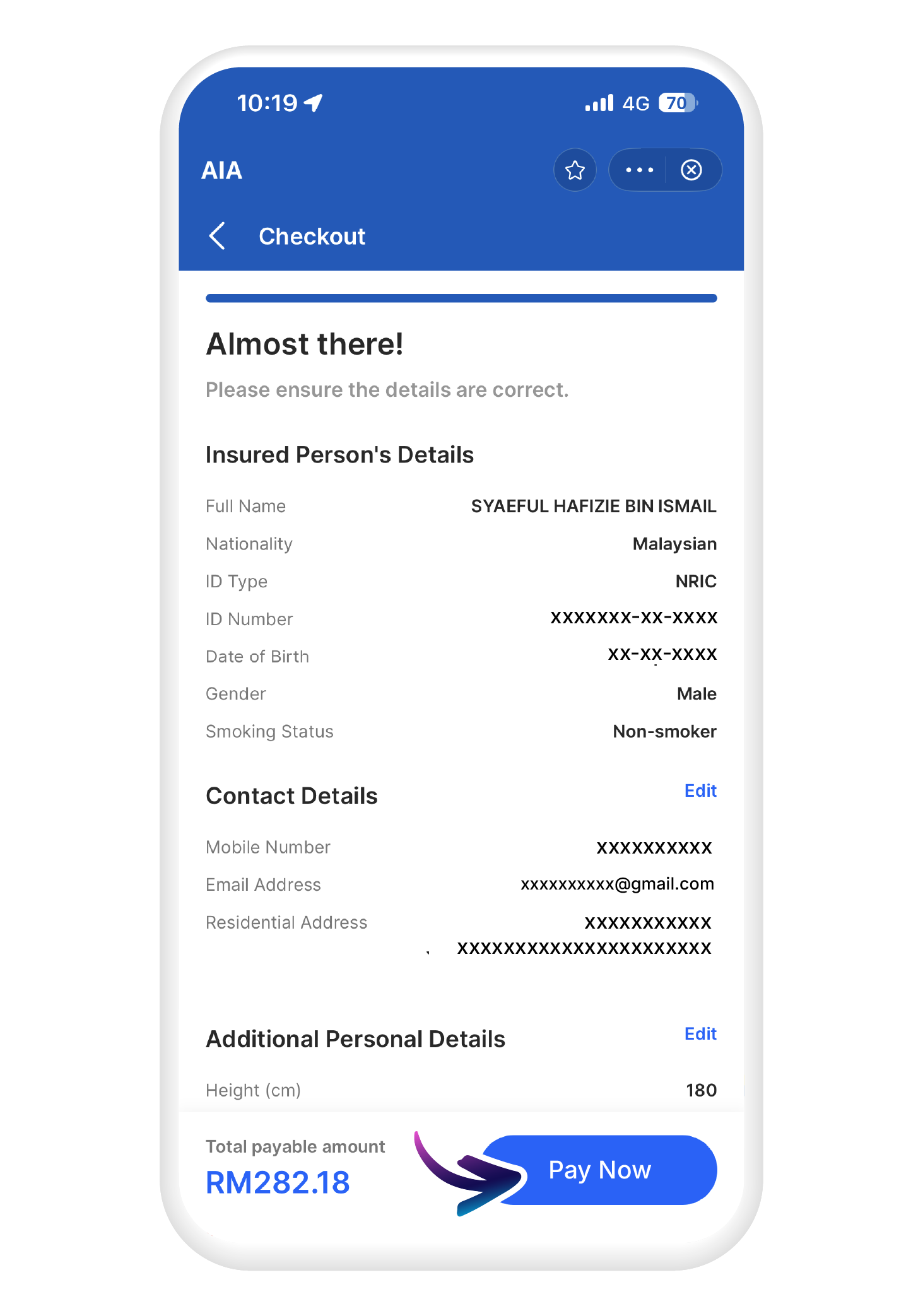 Review and tap "Pay Now" to complete​