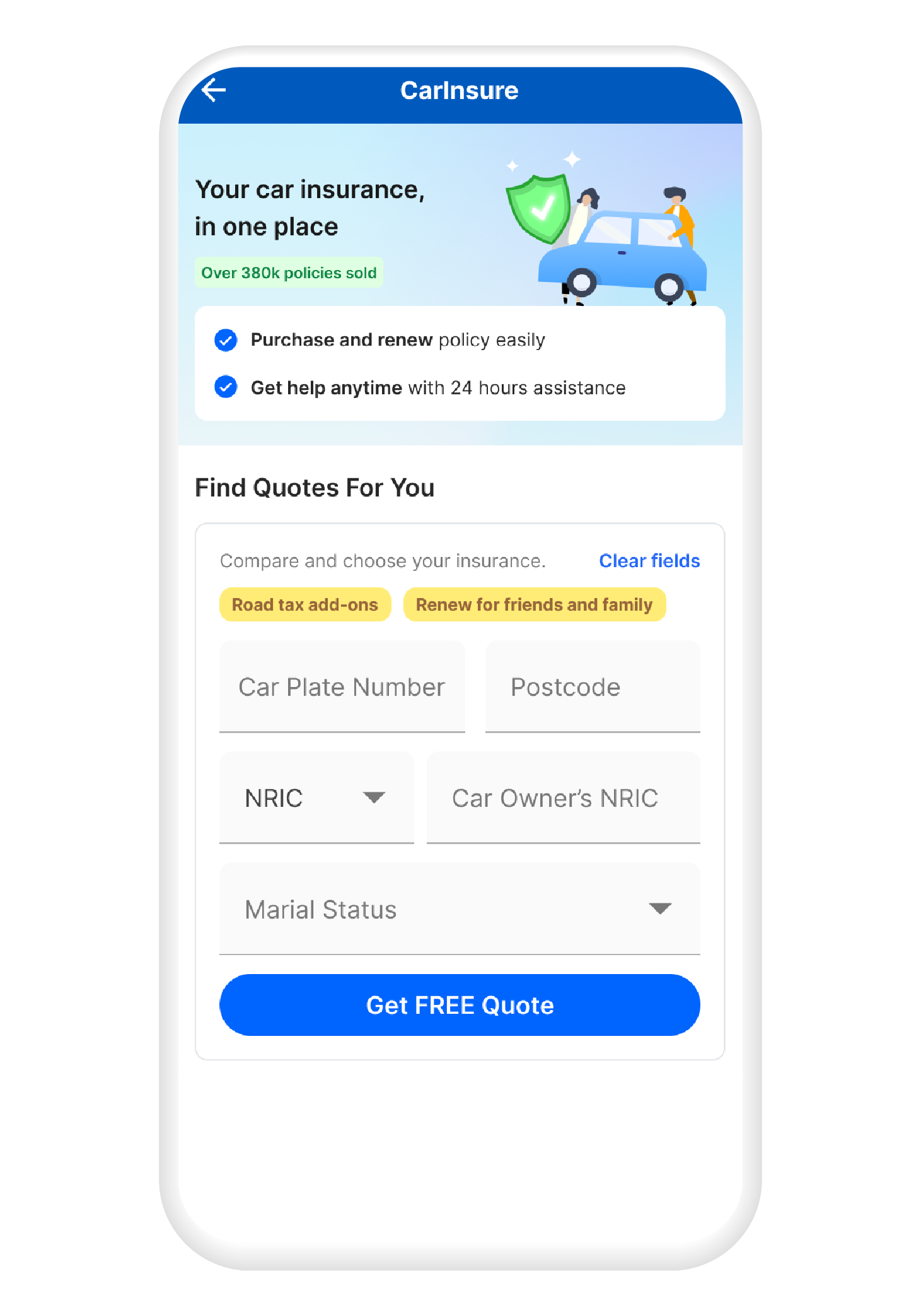 Enter car details to get free quotations