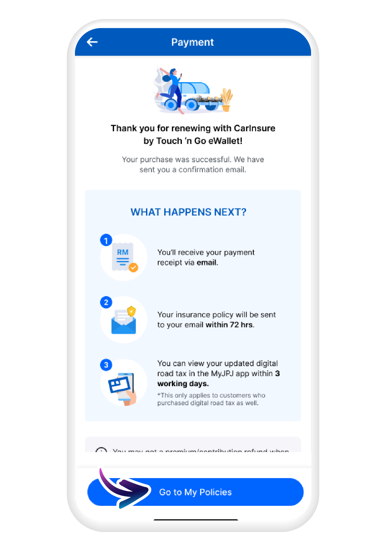 You’re all set. Tap "Go to My Policies" to see your plan