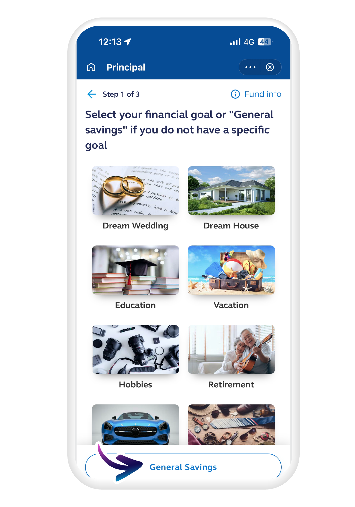 Tap on "General Savings"​