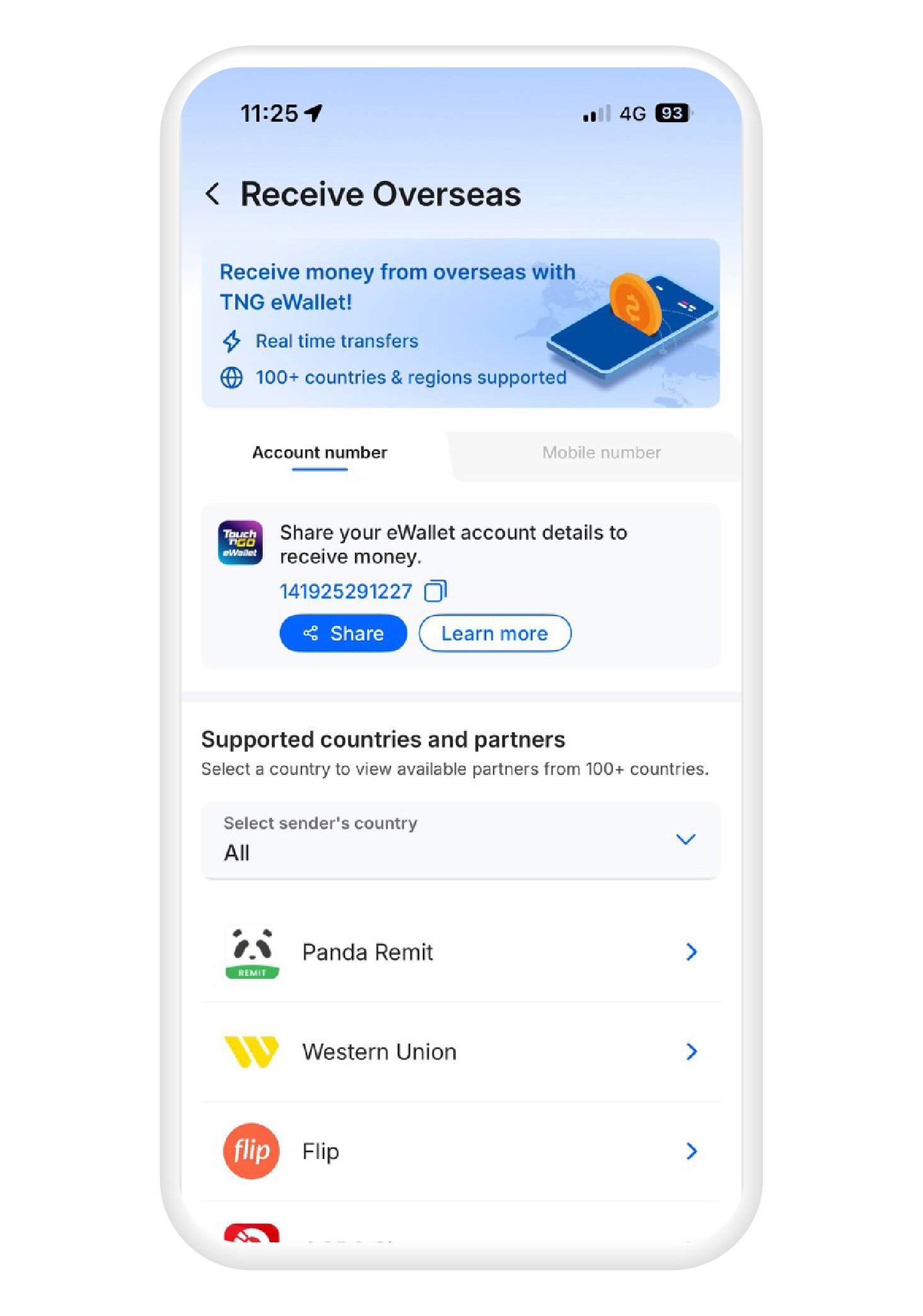 Choose from our available international partners