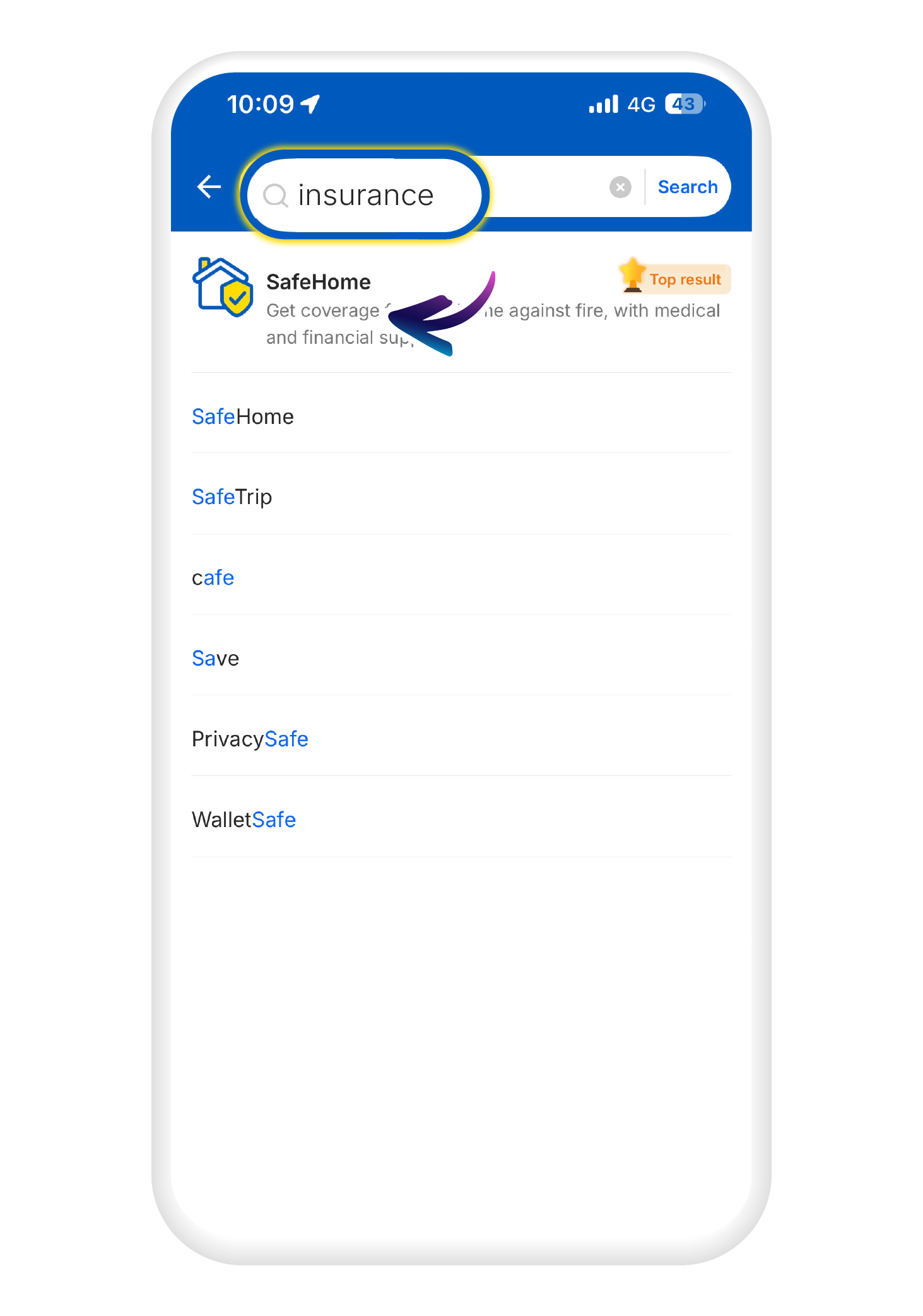 Search "insurance" on TNG eWallet and tap "SafeHome"