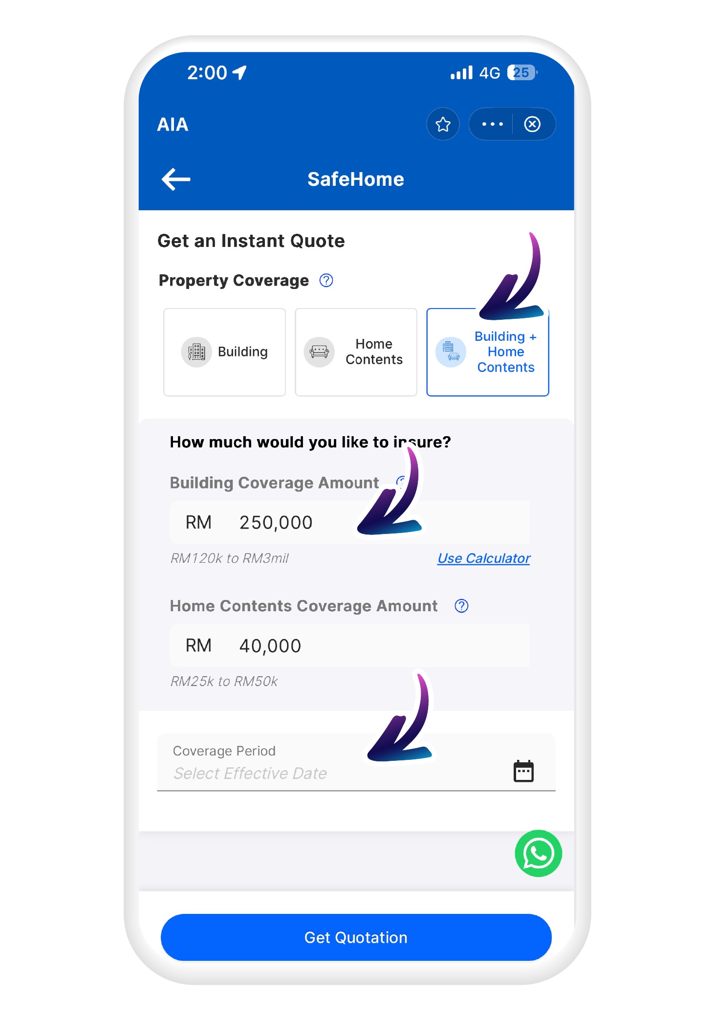Select what you want to cover and how much you want to insure