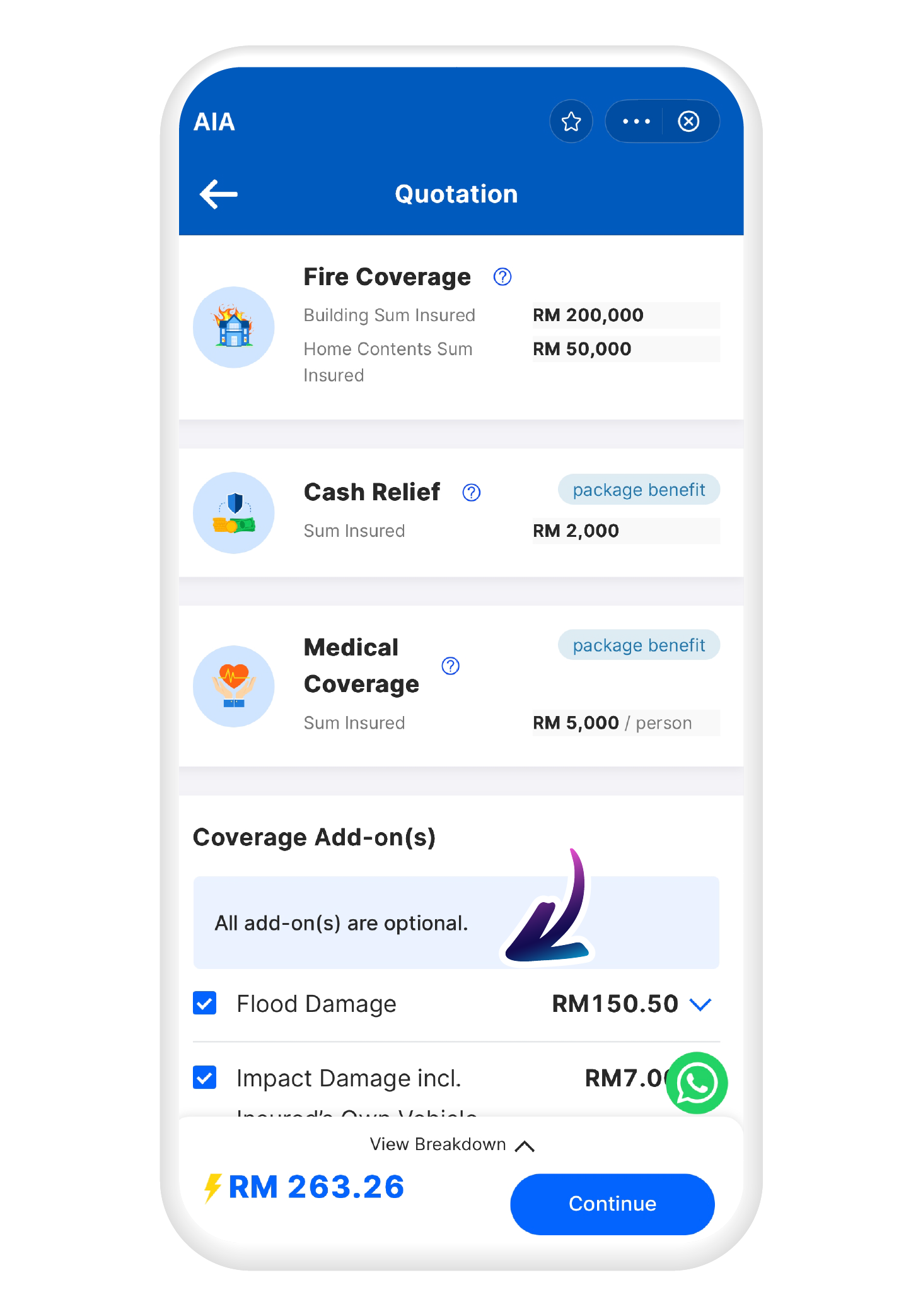 Choose your add-ons and enter your particulars