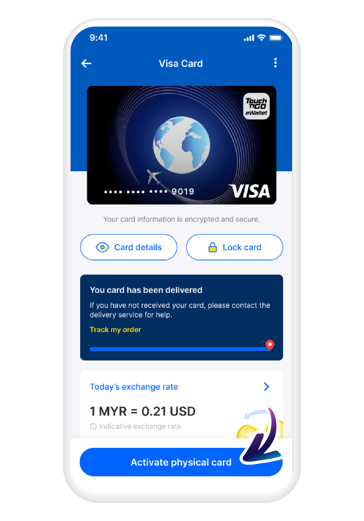 Tap on "Activate physical card"