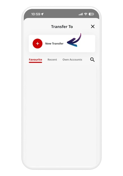 Launch your bank application and tap on "New Transfer"