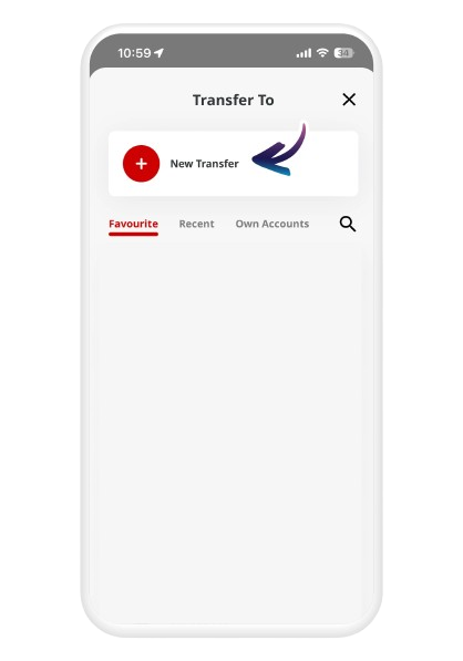 Tap on "New Transfer"
