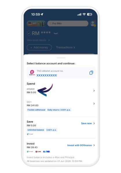 Tap on "eWallet"