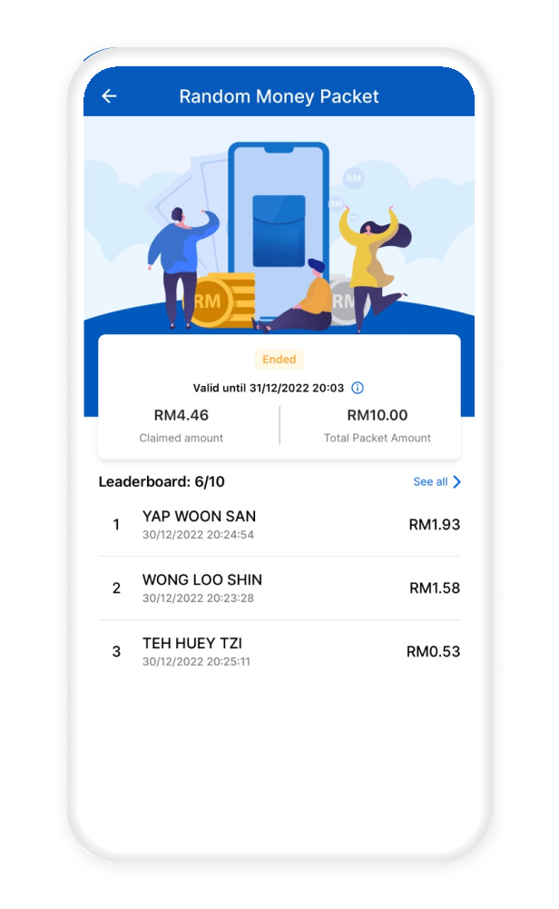 View of the leaderboard as a recipient