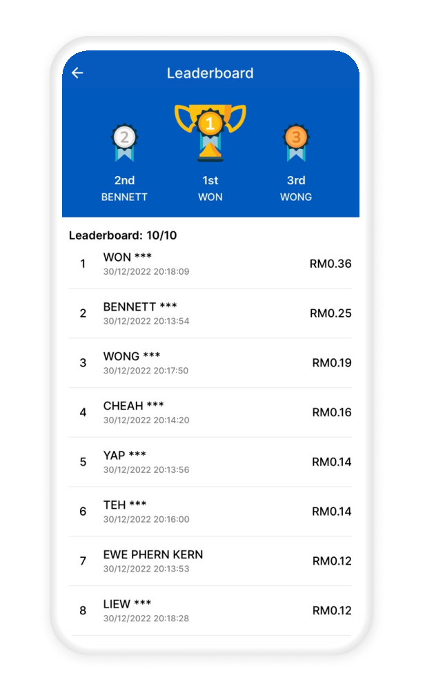 Tap on “See all” to view complete leaderboard