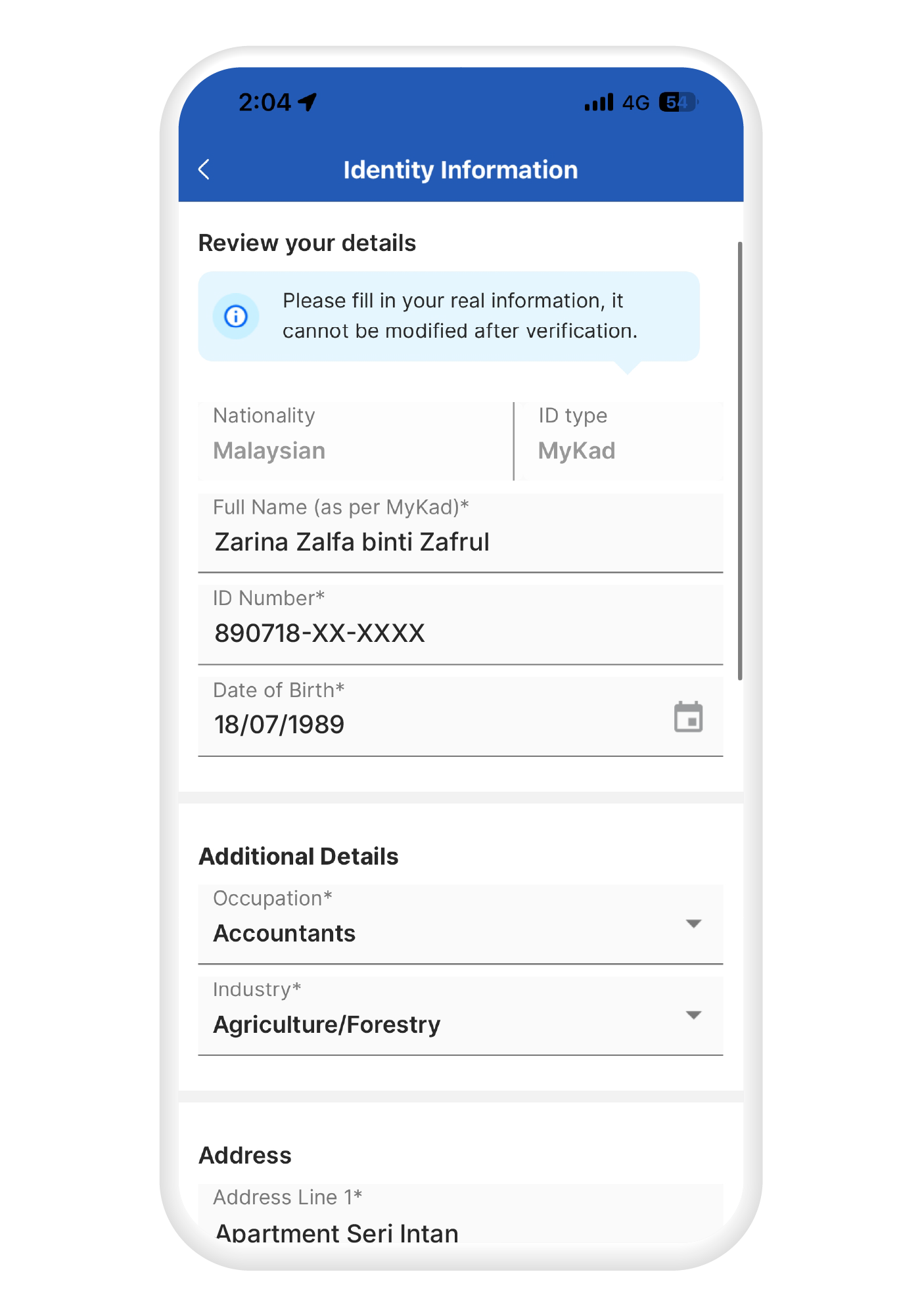Check and confirm details