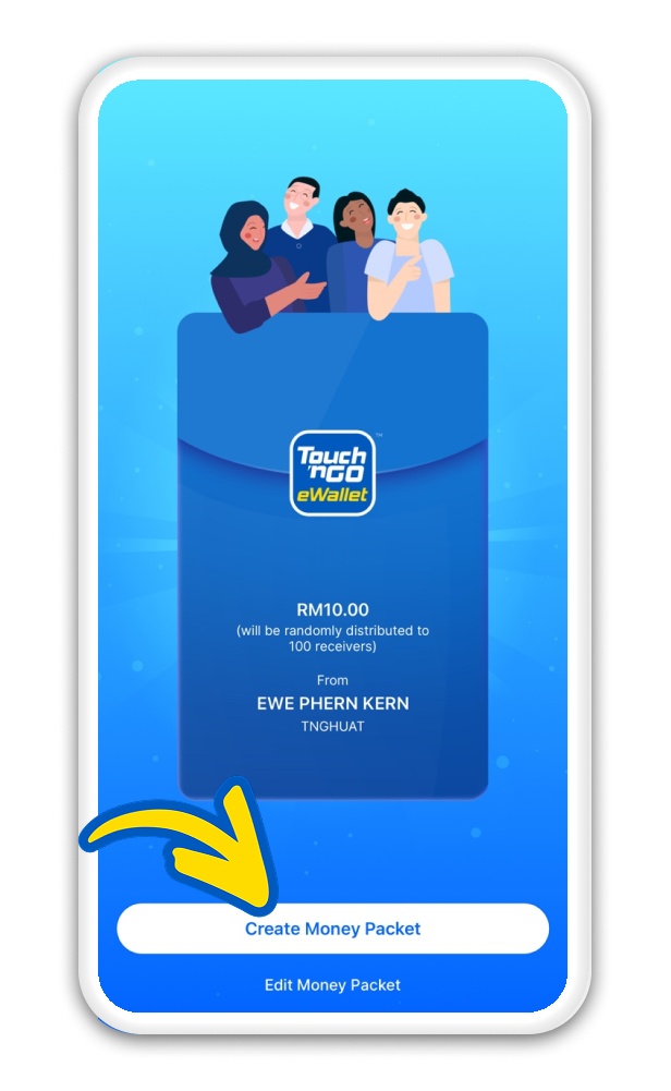 Verify via Face ID or PIN after clicking “Create Money Packet”