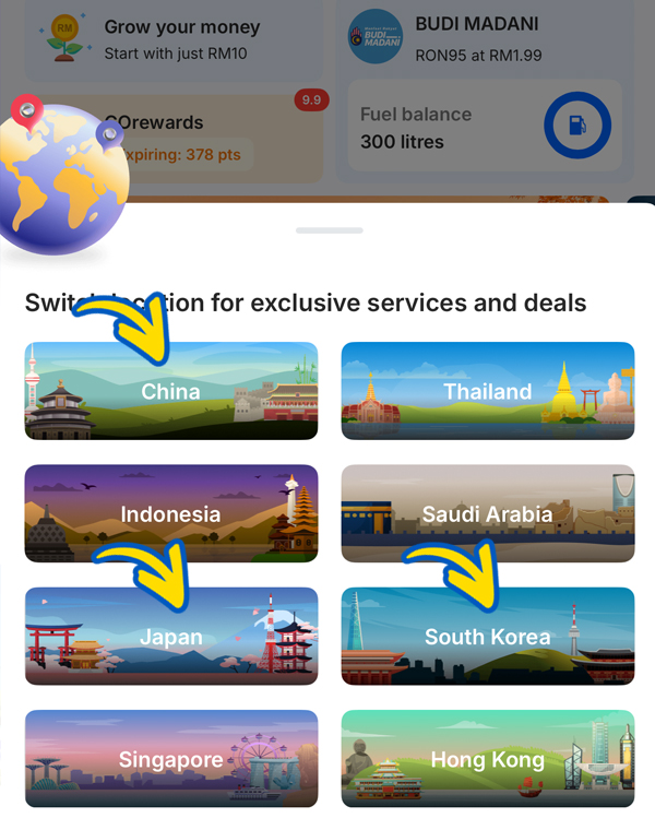 Step 2: switch to your destination country