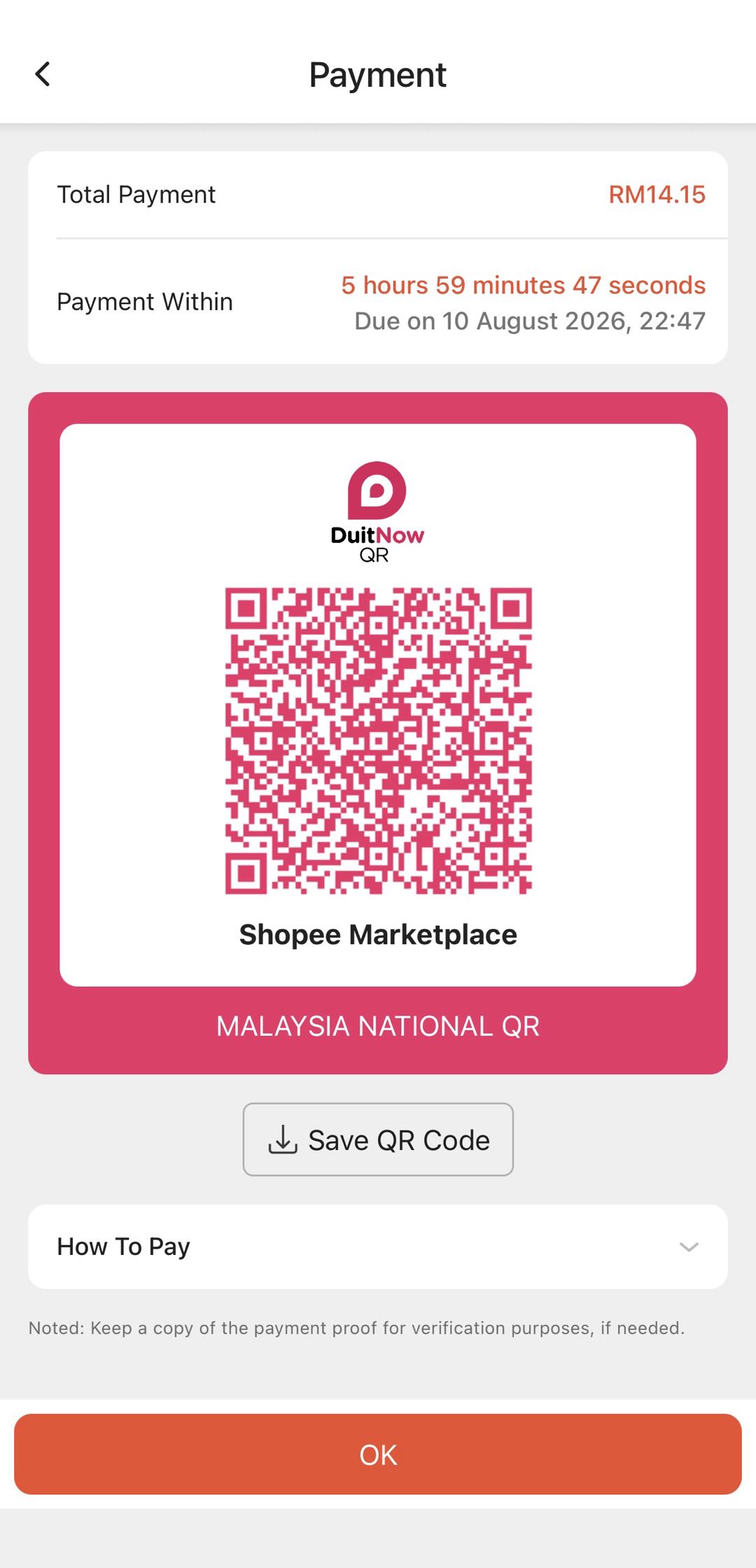 Screenshot the Shopee payment QR
