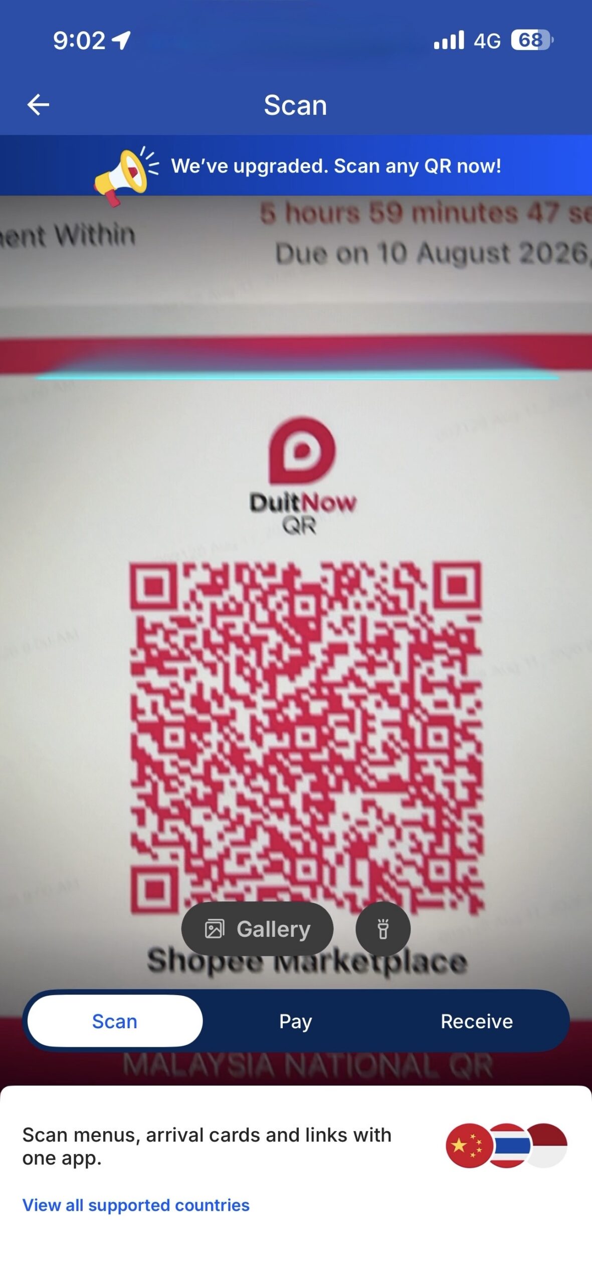 Scan the DuitNow QR on screen