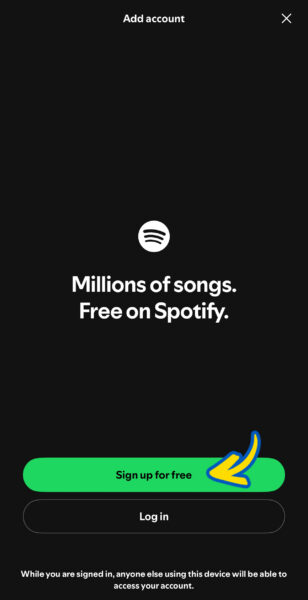 Spotify New User Step 1