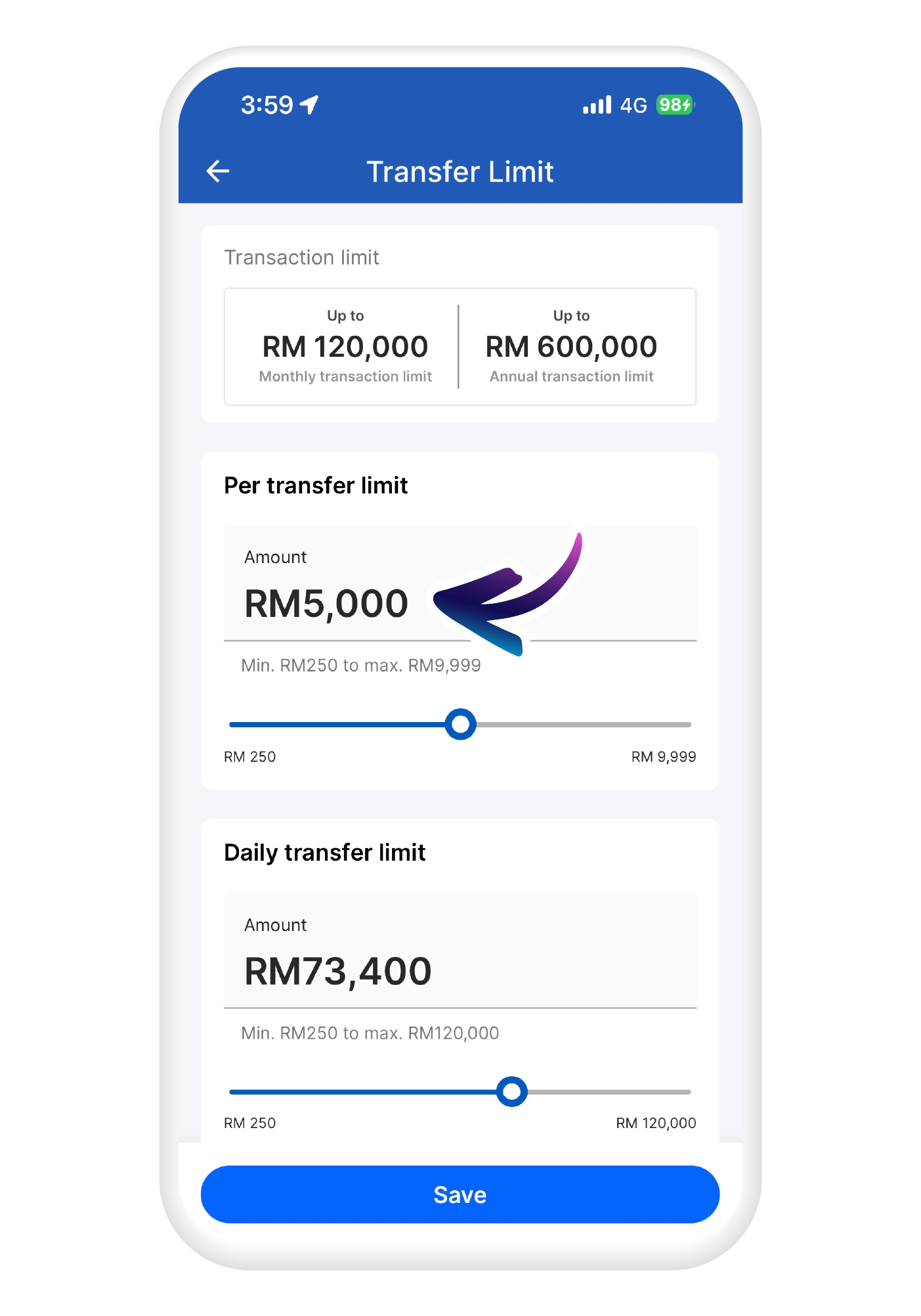 Set per payment limit