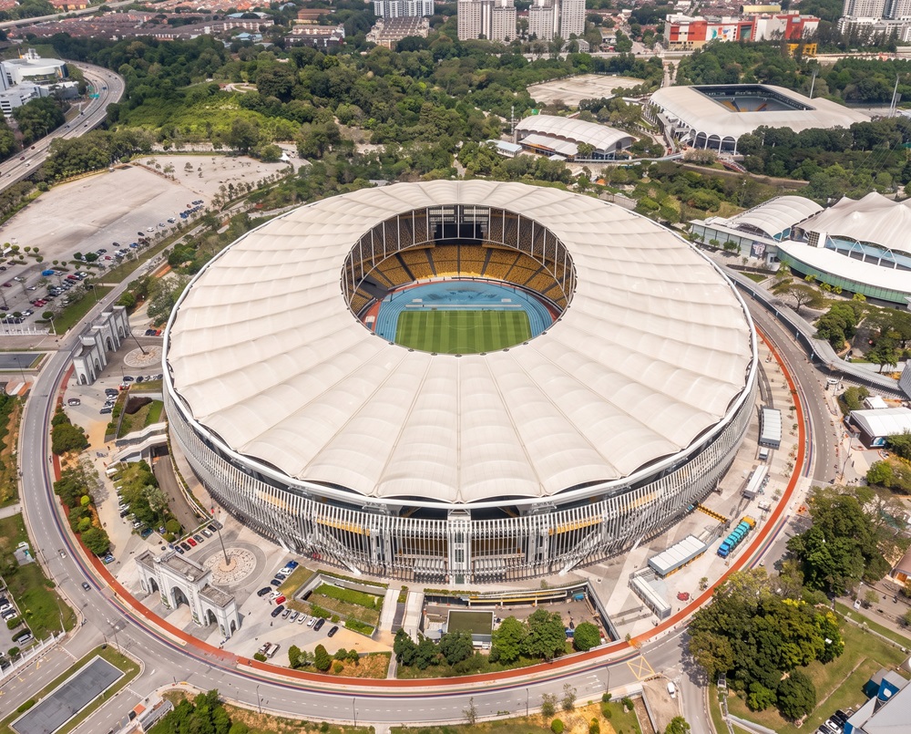 An aerial view of Stadium Nasional Bukit Jalil