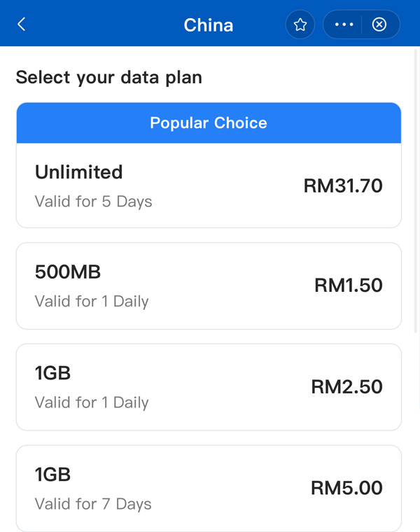 Step 3: choose your data plan