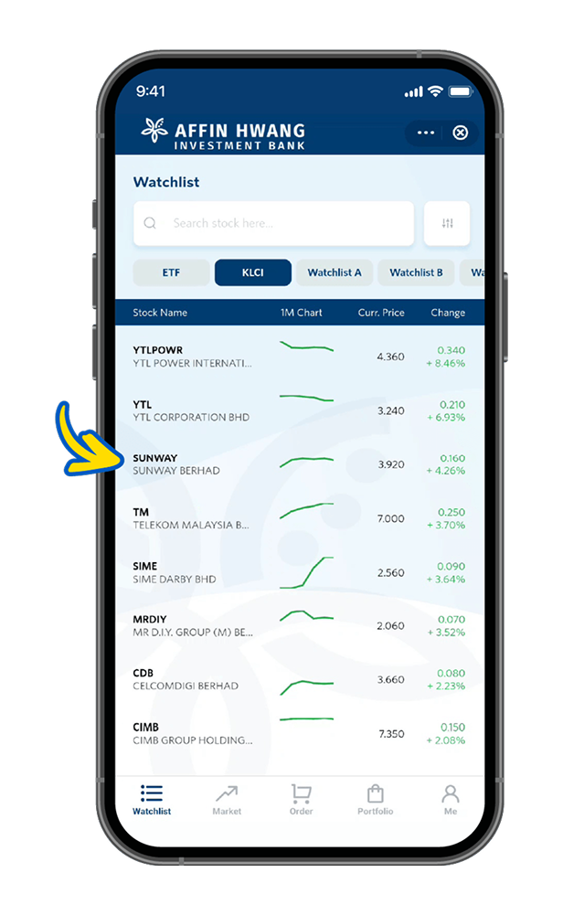 Search for your desired stock
