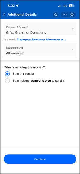 Additional Details — purpose set to Gifts, Grants or Donations