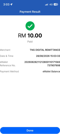 Payment result — transfer paid