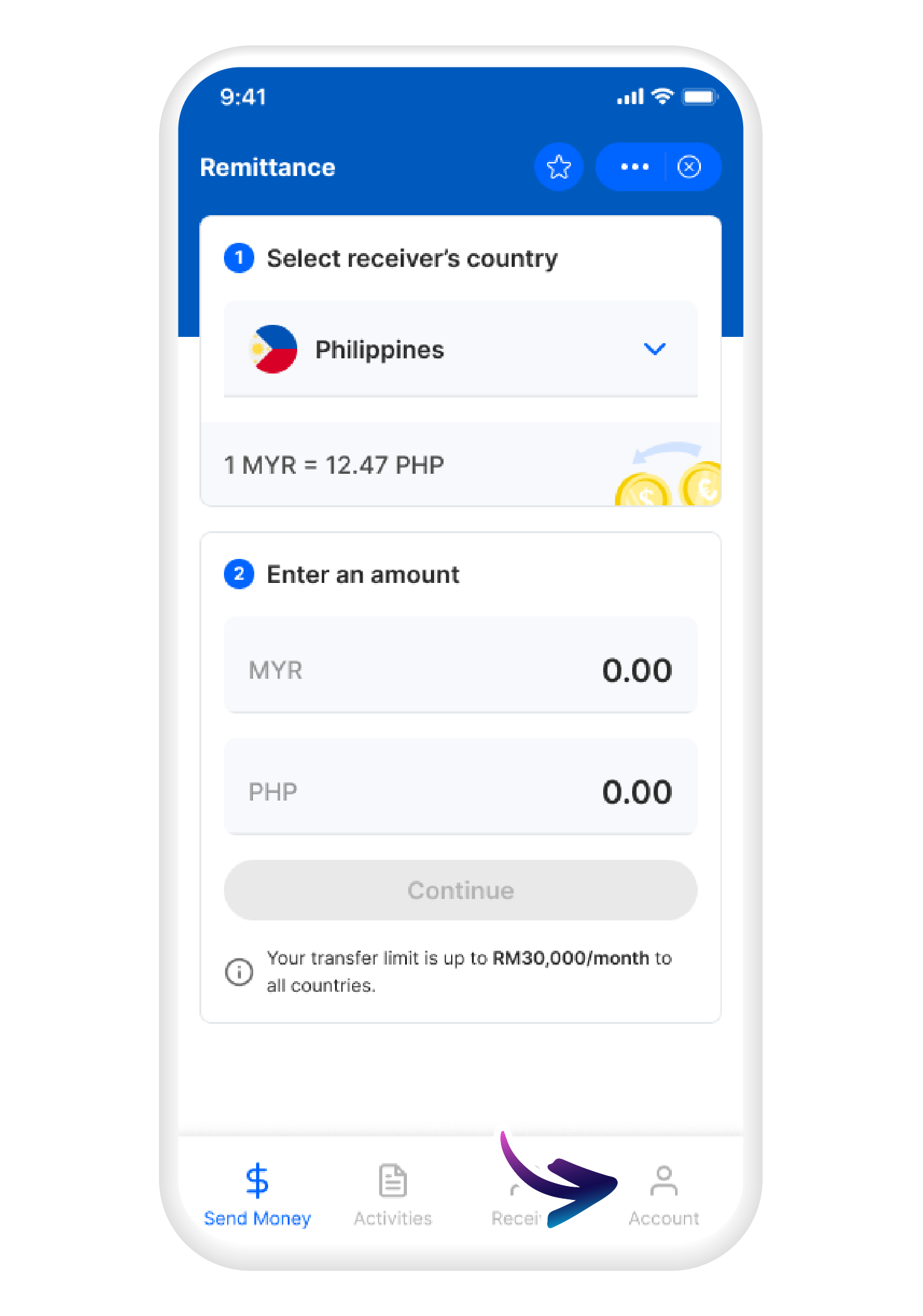 Tap Account in Remittance