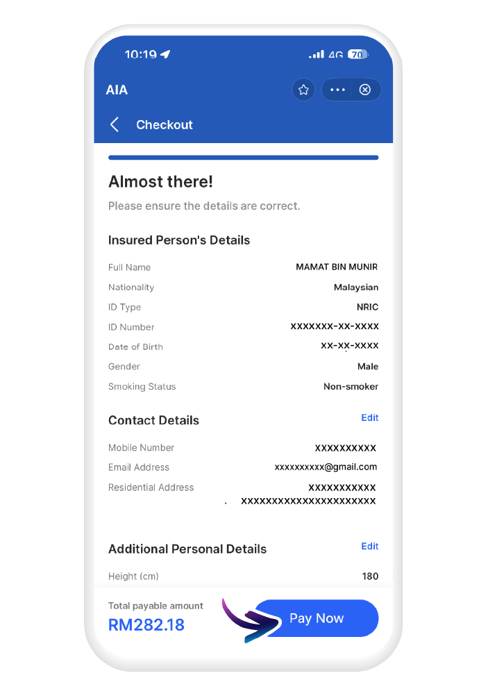 Review and tap "Pay Now" to complete​