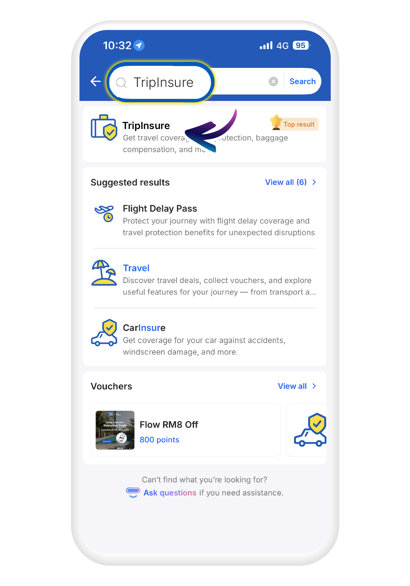 Search "TripInsure" or "travel insurance" on our homepage