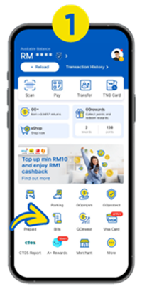 Tap on "Bills" from home screen